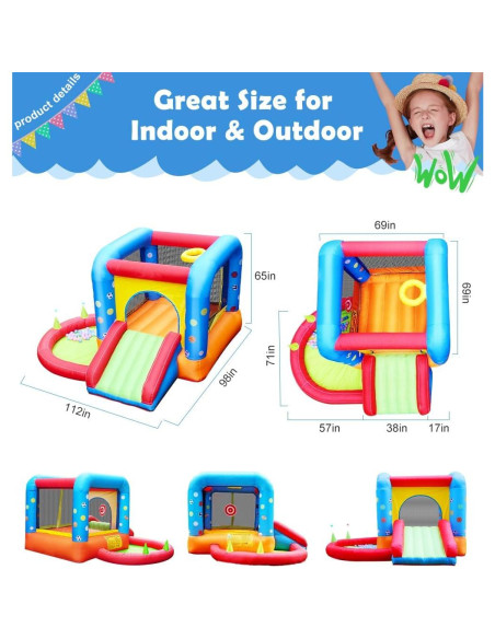 Casa Inflable de Rebote Step4Fun 5 en 1 con Tobogán y Pelotas Casa Inflable de Rebote Step4Fun 5 en 1 con Tobogán y Pelotas
