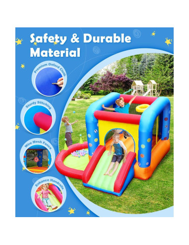 Casa Inflable de Rebote Step4Fun 5 en 1 con Tobogán y Pelotas
