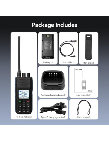 Retevis H1 Radio DMR Doble Banda con GPS y Batería 2900mAh