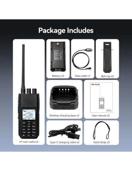 Retevis H1 Radio DMR Doble Banda con GPS y Batería 2900mAh Retevis H1 Radio DMR Doble Banda con GPS y Batería 2900mAh