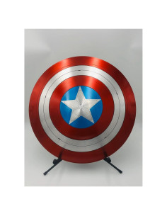 Escudo de Capitán América 22" (55.88 cm) - Metal con Agarre de Cuero