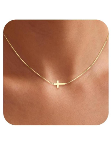 Collar Cruz Minimalista ASCOMY Oro 14K y Plata Hipoalergénico