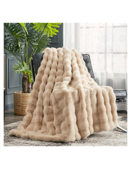 Manta de Pelaje Sintético Cozy Bliss 127x152 cm Beige Burbuja Manta de Pelaje Sintético Cozy Bliss 127x152 cm Beige Burbuja