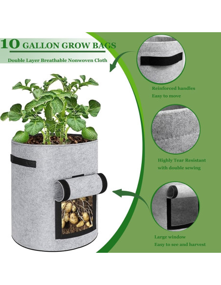 Paquete de 2 bolsas de cultivo JORMEY 37.85L para verduras Paquete de 2 bolsas de cultivo JORMEY 37.85L para verduras