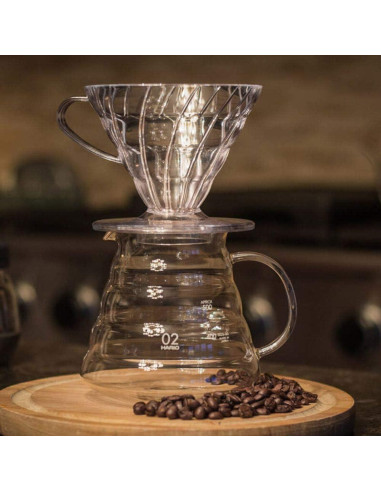 Goteador de Café Hario V60 Cono Plástico Tamaño 02 Transparente