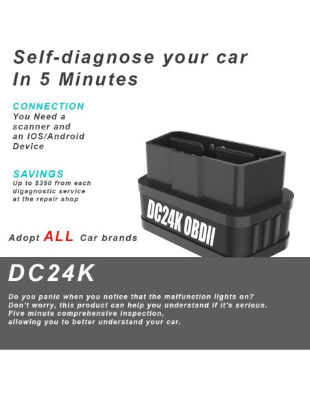 Escáner OBD2 Bluetooth Genérico DC24K 24V para iOS y Android Escáner OBD2 Bluetooth Genérico DC24K 24V para iOS y Android