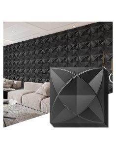 Paneles de Pared 3D Art3d de PVC Negro - 33 Unidades, 2.97 m