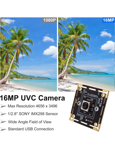 Módulo de Cámara USB Autofocus SVPRO 16MP IMX298 para PC