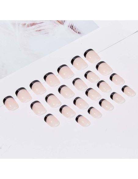 Uñas Postizas Acrílicas RikView Punta Francesa 24 PCS Negros Uñas Postizas Acrílicas RikView Punta Francesa 24 PCS Negros