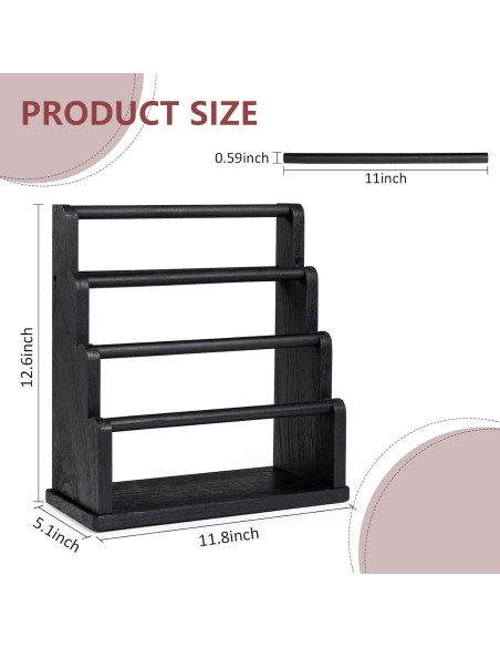 Soporte para Pulseras Emfogo de Madera Rústica 4 Niveles Negro Soporte para Pulseras Emfogo de Madera Rústica 4 Niveles Negro