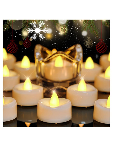 Luces de Té LED Merrynights, Paquete de 24, Amarillo Cálido