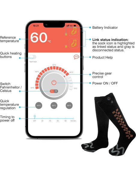Calcetines Calentados Eléctricos Tiptop Home Unisex 5000mAh Calcetines Calentados Eléctricos Tiptop Home Unisex 5000mAh