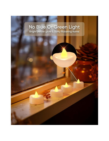 Luces de Té LED Merrynights, Paquete de 24, Amarillo Cálido