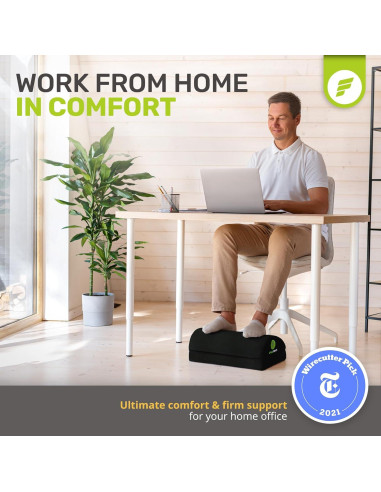 Reposapiés Ajustable ErgoFoam Negro - Diseño Ortopédico 44x30cm