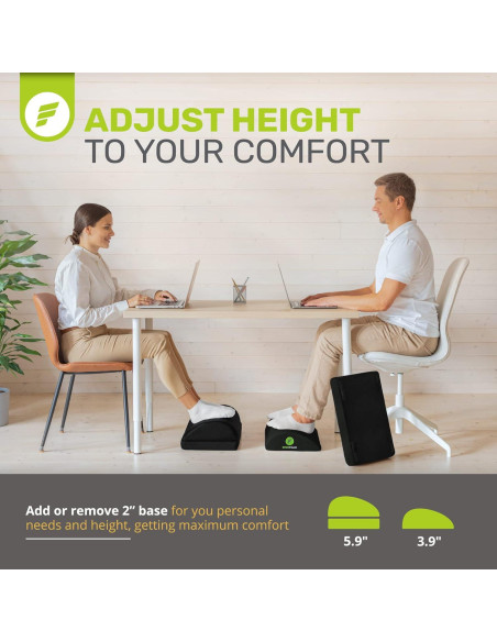 Reposapiés Ajustable ErgoFoam Negro - Diseño Ortopédico 44x30cm Reposapiés Ajustable ErgoFoam Negro - Diseño Ortopédico 44x30cm