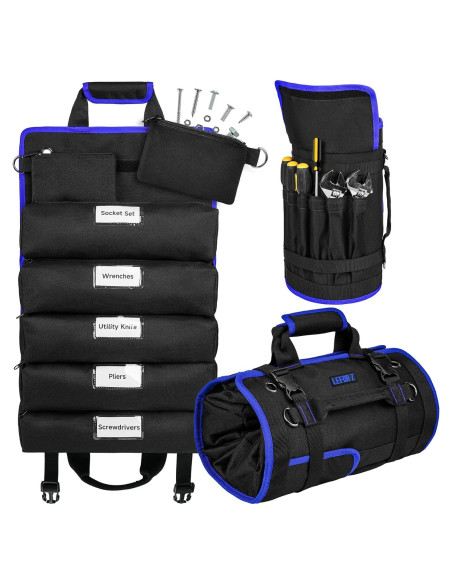 Bolsa de Herramientas Enrollable LEFOR-Z 13 Bolsillos Negra/Azul Bolsa de Herramientas Enrollable LEFOR-Z 13 Bolsillos Negra/Azul