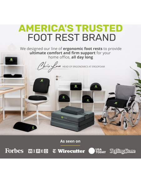 Reposapiés Ajustable ErgoFoam Negro - Diseño Ortopédico 44x30cm Reposapiés Ajustable ErgoFoam Negro - Diseño Ortopédico 44x30cm