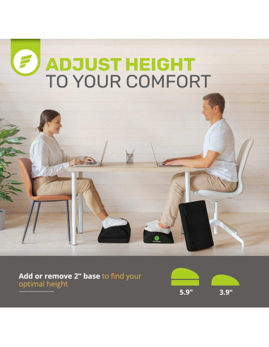 Reposapiés Ajustable ErgoFoam Negro - Diseño Ortopédico 44x30cm