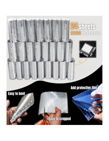 Kit de Mosaico de Espejo AIVS 22200 Piezas 4x4 mm DIY