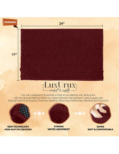 Alfombra de Baño LuxUrux Burdeos 61x43 cm Antideslizante 2