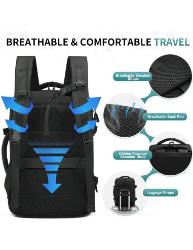 Mochila de Viaje de Negocios SUIKIHUM 16" USB C/A Negra