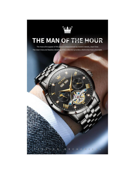 Reloj Automático de Lujo OLEVS para Hombre con Diamantes Reloj Automático de Lujo OLEVS para Hombre con Diamantes