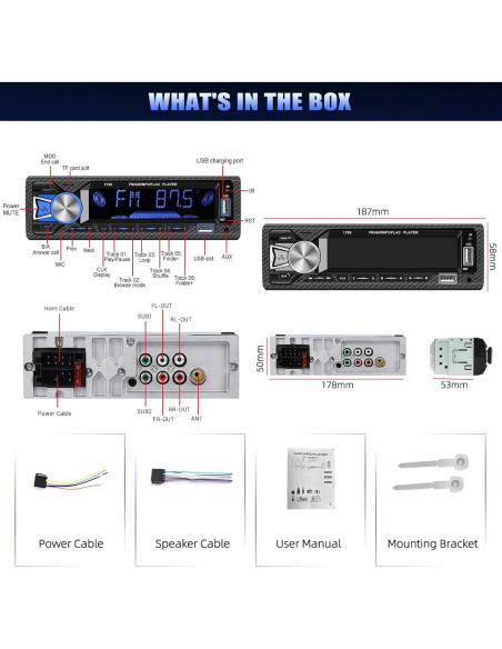 Receptor de Audio para Coche AMprime A3100US5 Bluetooth MP3 Receptor de Audio para Coche AMprime A3100US5 Bluetooth MP3