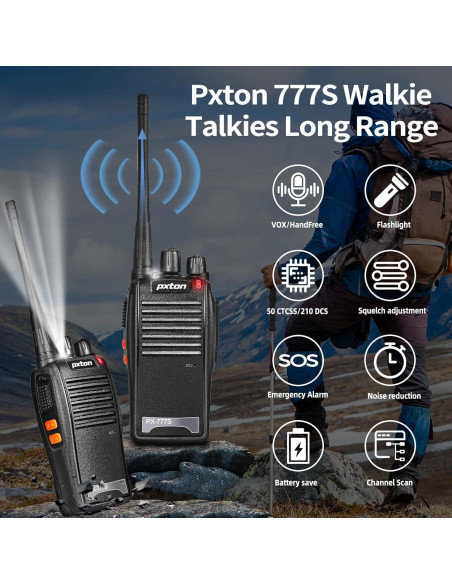 Walkie Talkies Pxton PX-777S Recargables 2 Unidades Largo Alcance Walkie Talkies Pxton PX-777S Recargables 2 Unidades Largo Alcance