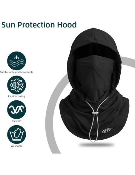Máscara Balaclava UV 50+ Negra Grande Unisex para Ciclismo Máscara Balaclava UV 50+ Negra Grande Unisex para Ciclismo