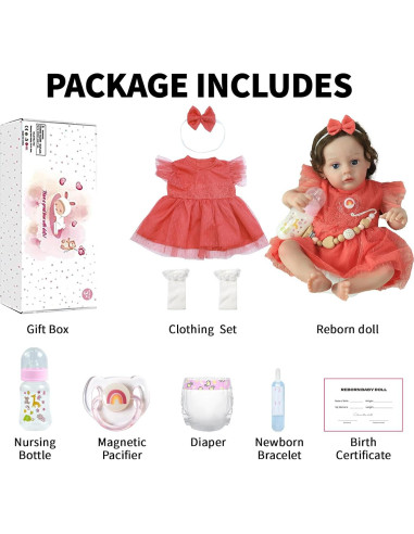 Muñeca de Bebé Renacida SCOM 50.8 cm Realista con Accesorios