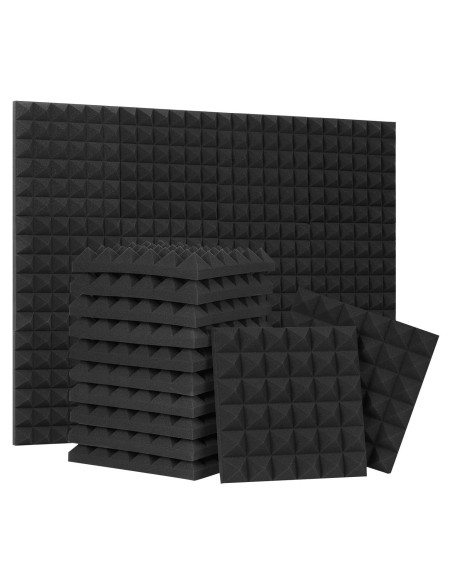 24 Paneles Acústicos Piramidales Negros 30.48x30.48cm Alta Densidad 24 Paneles Acústicos Piramidales Negros 30.48x30.48cm Alta Densidad
