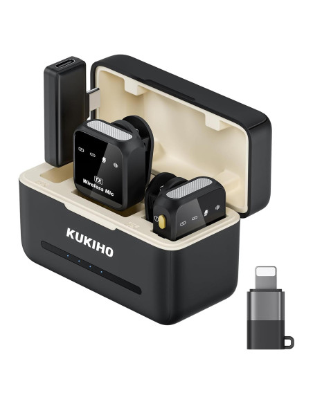 Micrófono Lavalier Inalámbrico KUKIHO DX12 80h Batería 50m Rango Micrófono Lavalier Inalámbrico KUKIHO DX12 80h Batería 50m Rango