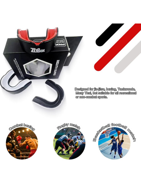 Protector Bucal Deportivo Doble Capa ZLYBox-01 Negro Rojo Protector Bucal Deportivo Doble Capa ZLYBox-01 Negro Rojo