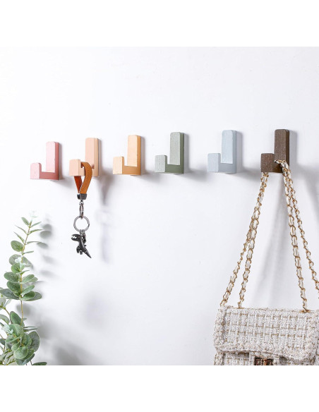 6 Ganchos de Pared Adhesivos de Madera Teenyyou - Color Bohemio 6 Ganchos de Pared Adhesivos de Madera Teenyyou - Color Bohemio