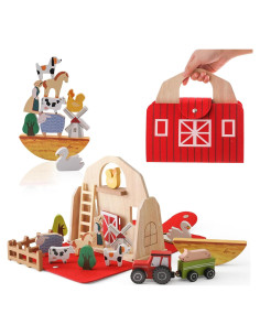Juguete de Granja de Madera Youuys con Animales y Granero