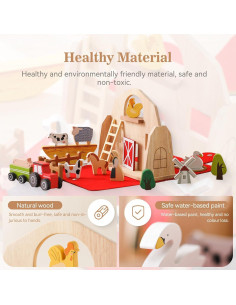 Juguete de Granja de Madera Youuys con Animales y Granero 2