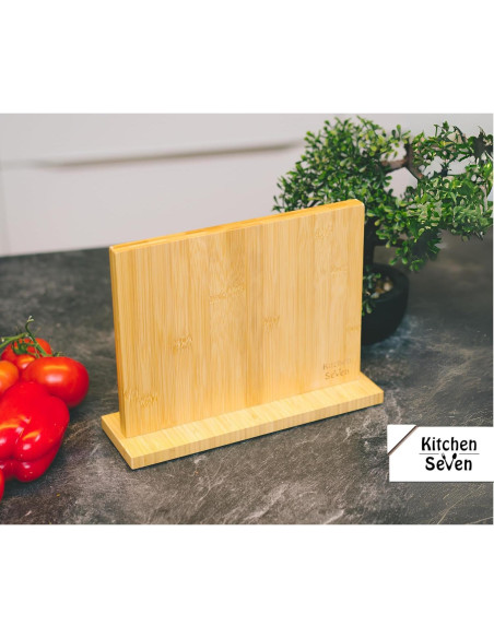 Bloque de cuchillos magnético Kitchen Seven 14 cuchillos bambú Bloque de cuchillos magnético Kitchen Seven 14 cuchillos bambú