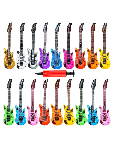 Paquete de 18 Guitarras Inflables de Colores Asortidos 92 cm Paquete de 18 Guitarras Inflables de Colores Asortidos 92 cm