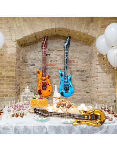 Paquete de 18 Guitarras Inflables de Colores Asortidos 92 cm