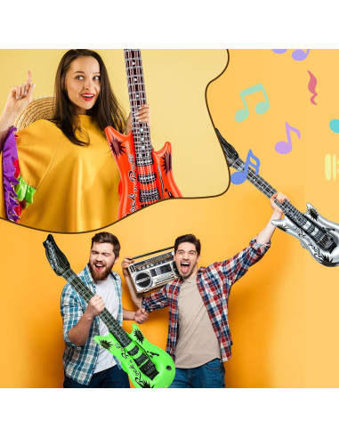 Paquete de 18 Guitarras Inflables de Colores Asortidos 92 cm