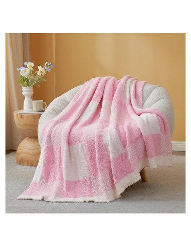 Manta a Cuadros Snuggle Sac Rosa Bebé 127x152 cm Microfibra