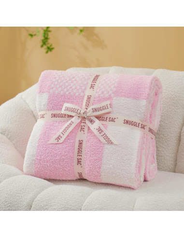 Manta a Cuadros Snuggle Sac Rosa Bebé 127x152 cm Microfibra
