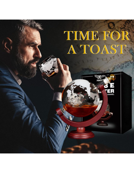 Decantador de Whisky Globo PONPUR 1000ml con Bandeja y Embudo Decantador de Whisky Globo PONPUR 1000ml con Bandeja y Embudo