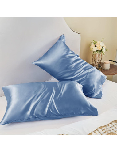 Funda de Almohada de Satén BEDELITE Estándar 66x51 cm Azul
