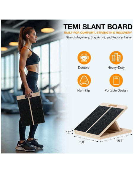 Tabla Inclinada TEMI para Estiramiento de Gemelos - Madera Natural Tabla Inclinada TEMI para Estiramiento de Gemelos - Madera Natural