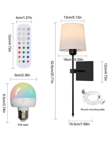 Juego de 2 Apliques de Pared Inalámbricos ZEROUNO RGB