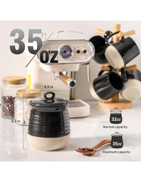 Tarro de Almacenamiento de Cerámica Hasense 1.04L Negro Tarro de Almacenamiento de Cerámica Hasense 1.04L Negro