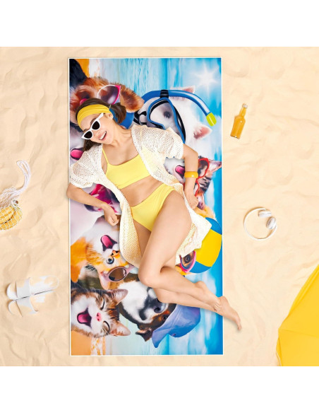 Toalla de Playa Grande FMuimshouwo Gatos y Perros 76x152 cm Toalla de Playa Grande FMuimshouwo Gatos y Perros 76x152 cm