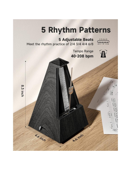 Metrónomo Mecánico Donner DPM-1 para Piano y Guitarra, Negro Metrónomo Mecánico Donner DPM-1 para Piano y Guitarra, Negro