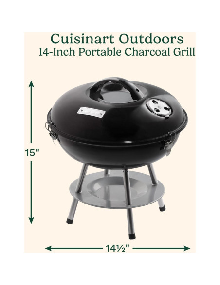 Parrilla de Carbón Portátil Cuisinart 14" Negra - BBQ Compacta Parrilla de Carbón Portátil Cuisinart 14" Negra - BBQ Compacta